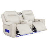 Rojas Dual Power Reclining Loveseat with Bluetooth Speakers Greige — product image 2