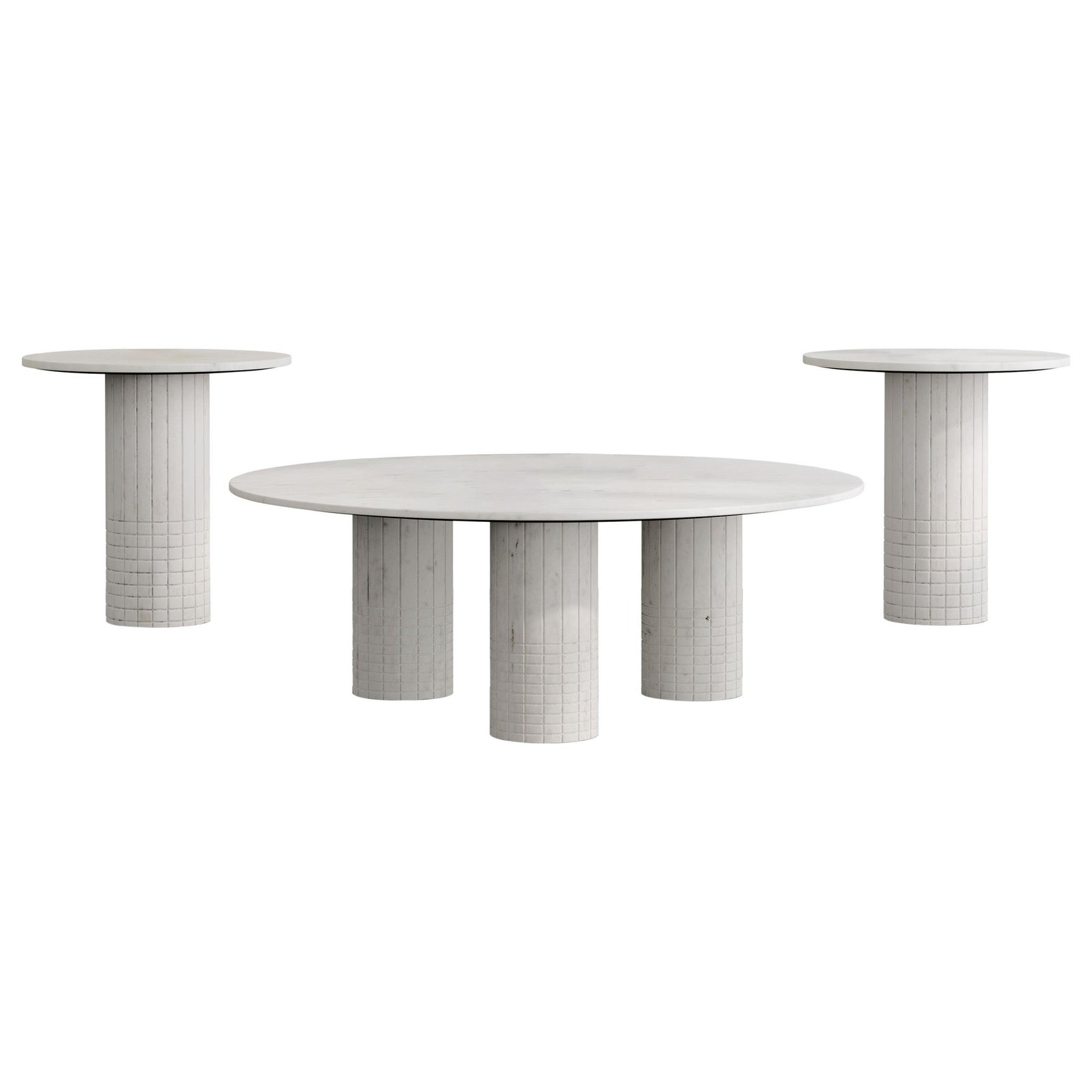 Astoria 3-piece Marble Coffee and End Table Set White