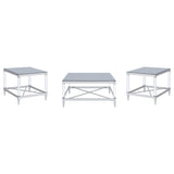 Lindley 3-piece Square Coffee and End Table Set Chrome