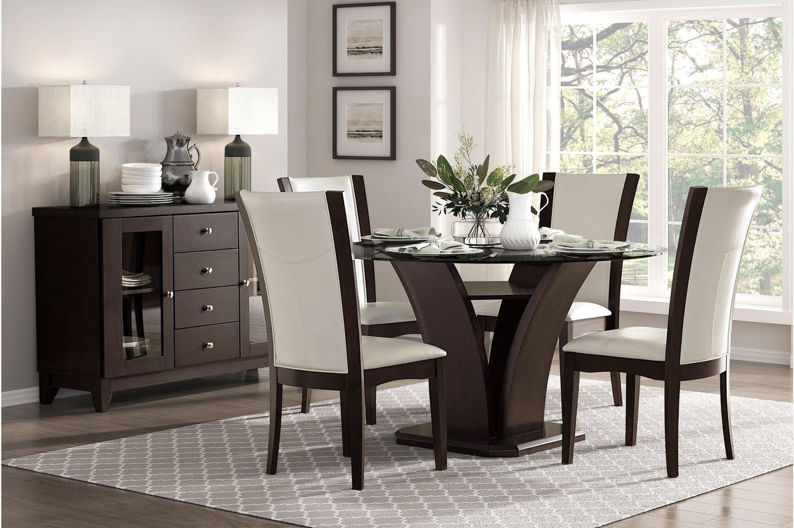 Daisy Round White Cherry Dining Room Set