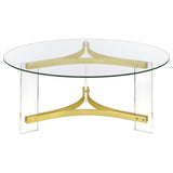 Janessa 2-piece Acrylic Coffee and End Table Set Matte Brass
