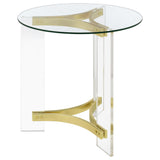 Janessa 3-piece Acrylic Coffee and End Table Set Matte Brass