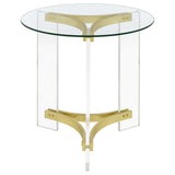 Janessa 3-piece Acrylic Coffee and End Table Set Matte Brass