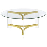 Janessa 3-piece Acrylic Coffee and End Table Set Matte Brass