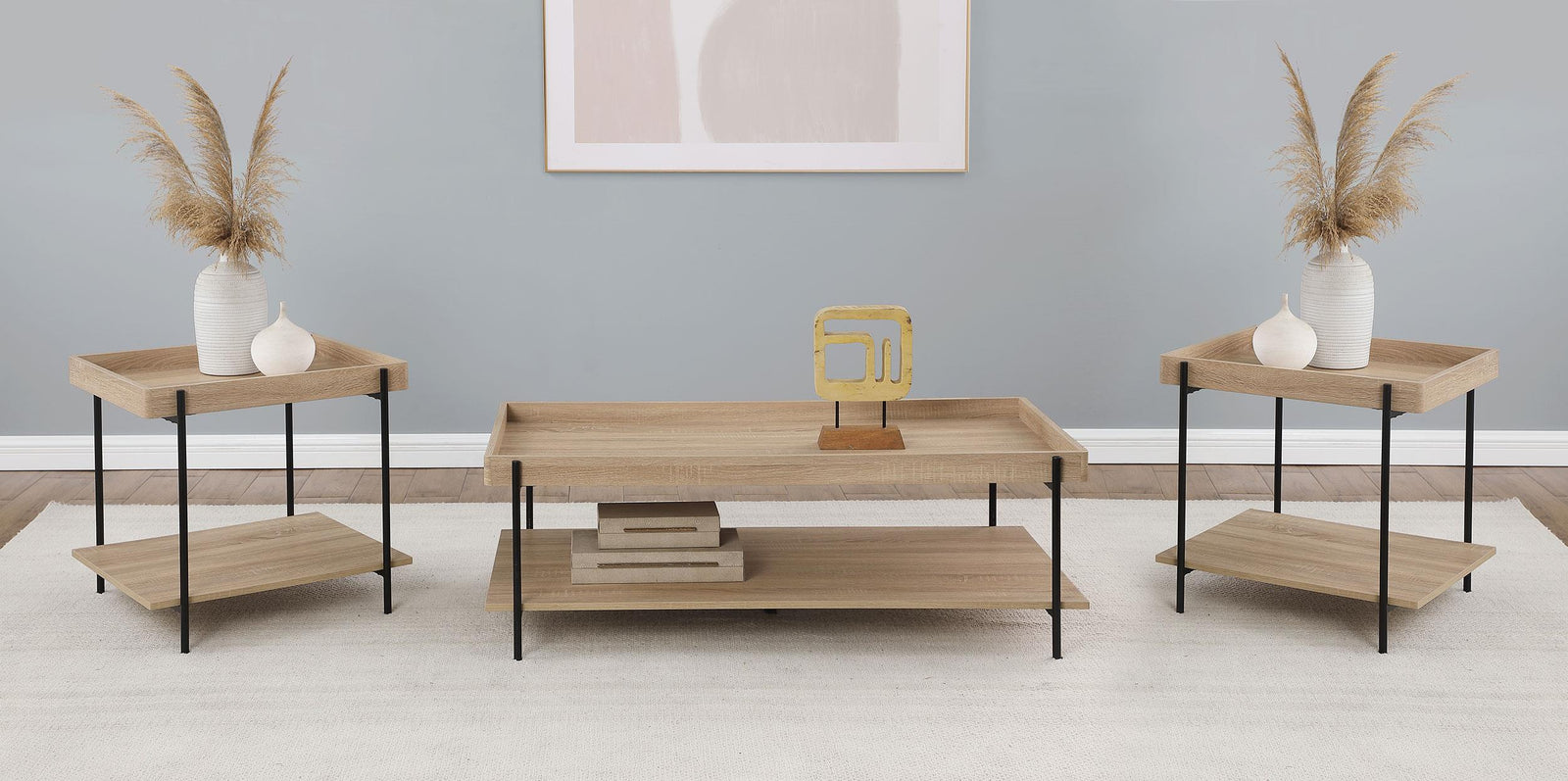 Fallon 3-piece Rectangular Coffee and End Table Set Natural
