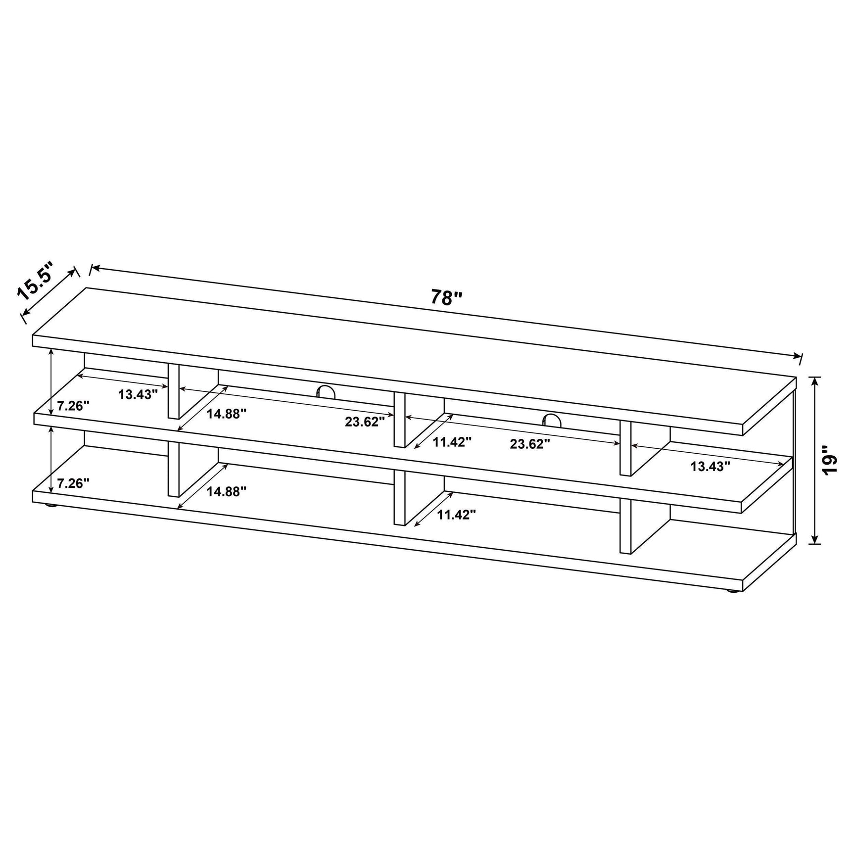 Cartmill 78-inch 2-tier TV Stand Media Console Black