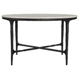Hermas Round Genuine Marble Top Metal Coffee Table White
