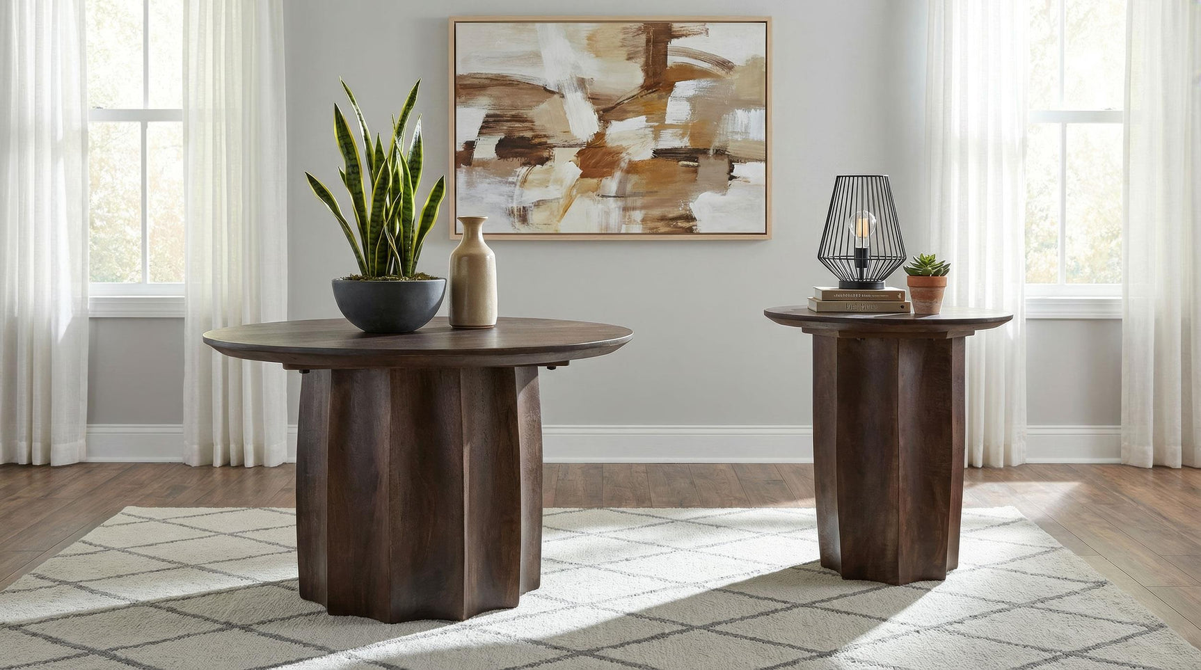 Cayenne Solid Mango Wood Cocktail Coffee Table Walnut
