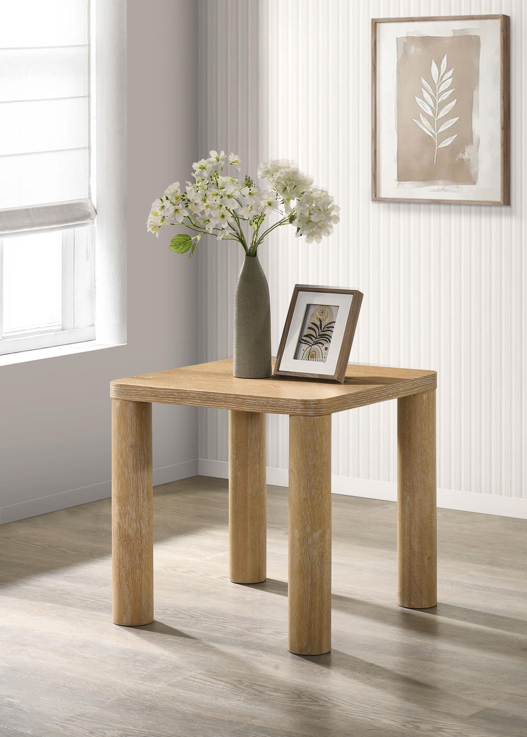 Castlewood Engineered Wood Accent Side End Table Light Oak