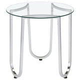 Beller Round Tempered Glass Top End Side Table Chrome