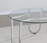 Beller Round Tempered Glass Top End Side Table Chrome
