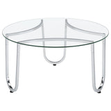 Beller 3-piece Round Tempered Glass Top Coffee Table Set Chrome