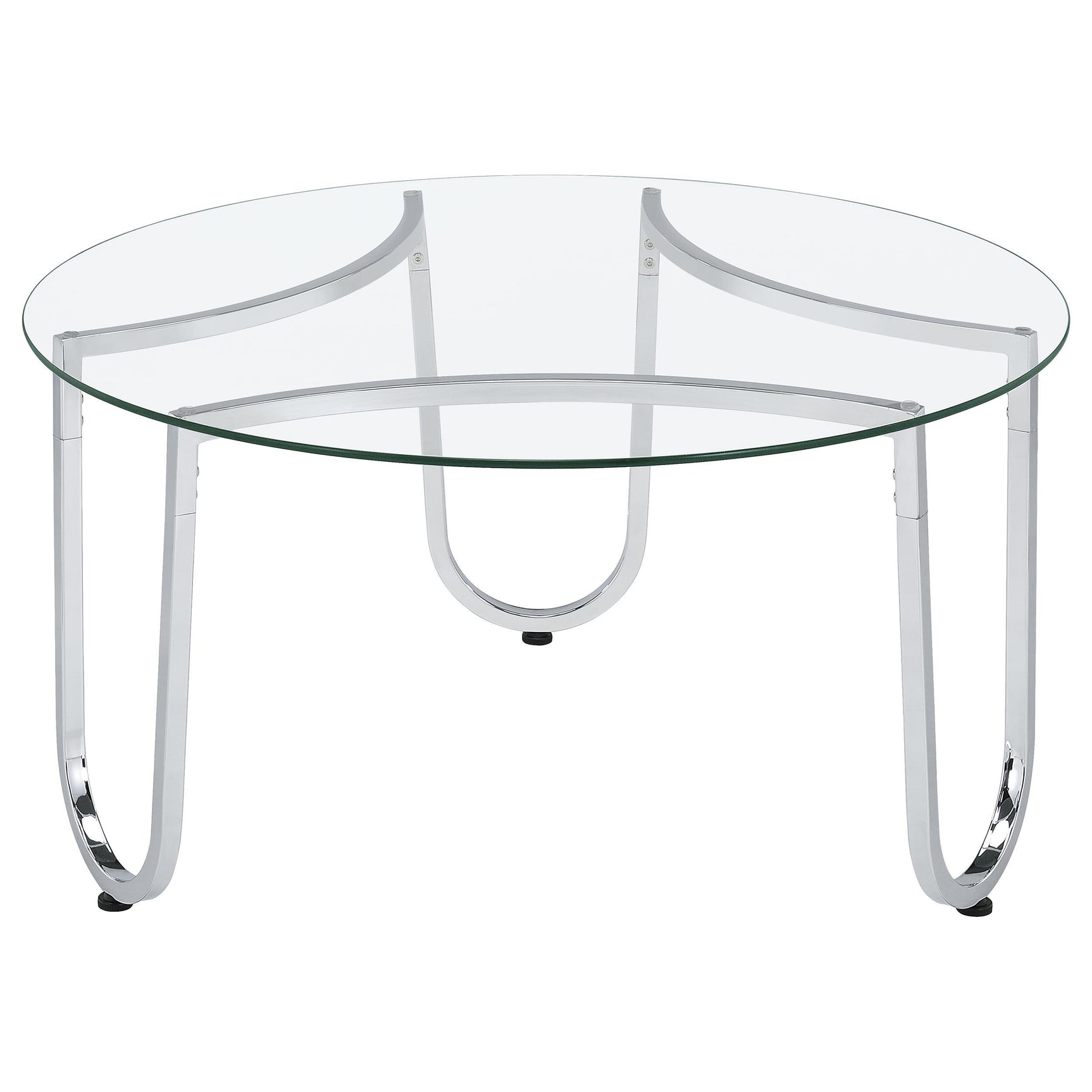 Beller 3-piece Round Tempered Glass Top Coffee Table Set Chrome