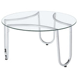 Beller 3-piece Round Tempered Glass Top Coffee Table Set Chrome