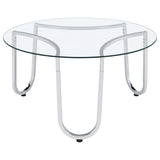 Beller Round Tempered Glass Top Cocktail Coffee Table Chrome