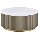 Jason 3-piece Round White Marble Coffee Table Set Greige