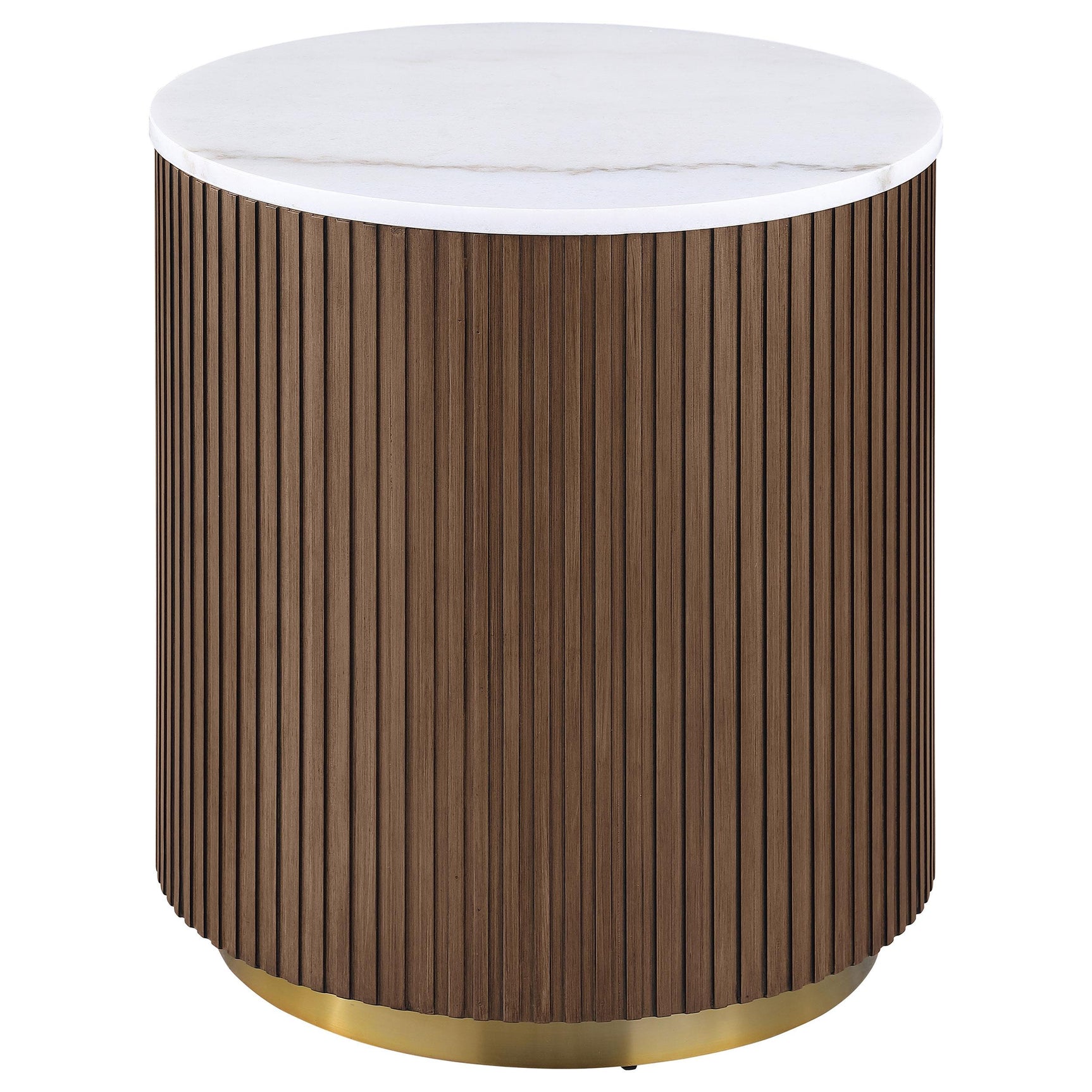 Jason 3-piece Round White Marble Coffee Table Set Honey Brown