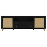 Arini Rattan Cane 2-door TV Stand Media Console Black