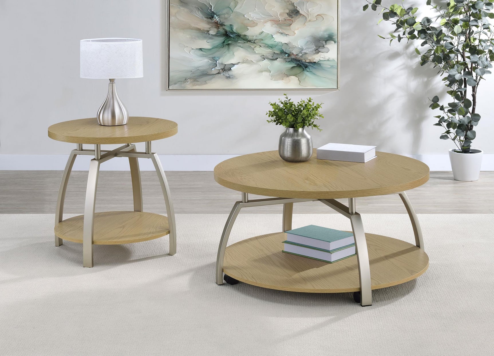 Dacre Round Engineered Wood Top Coffee Table Greige