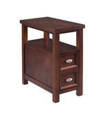 Dempsey Modern Chairside Table, Sturdy Steel Frame With a Rich, Dark Wood-Grain Finish - Ella Furniture