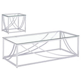 Lille 2-piece Glass Top Coffee And End Table Set Chrome