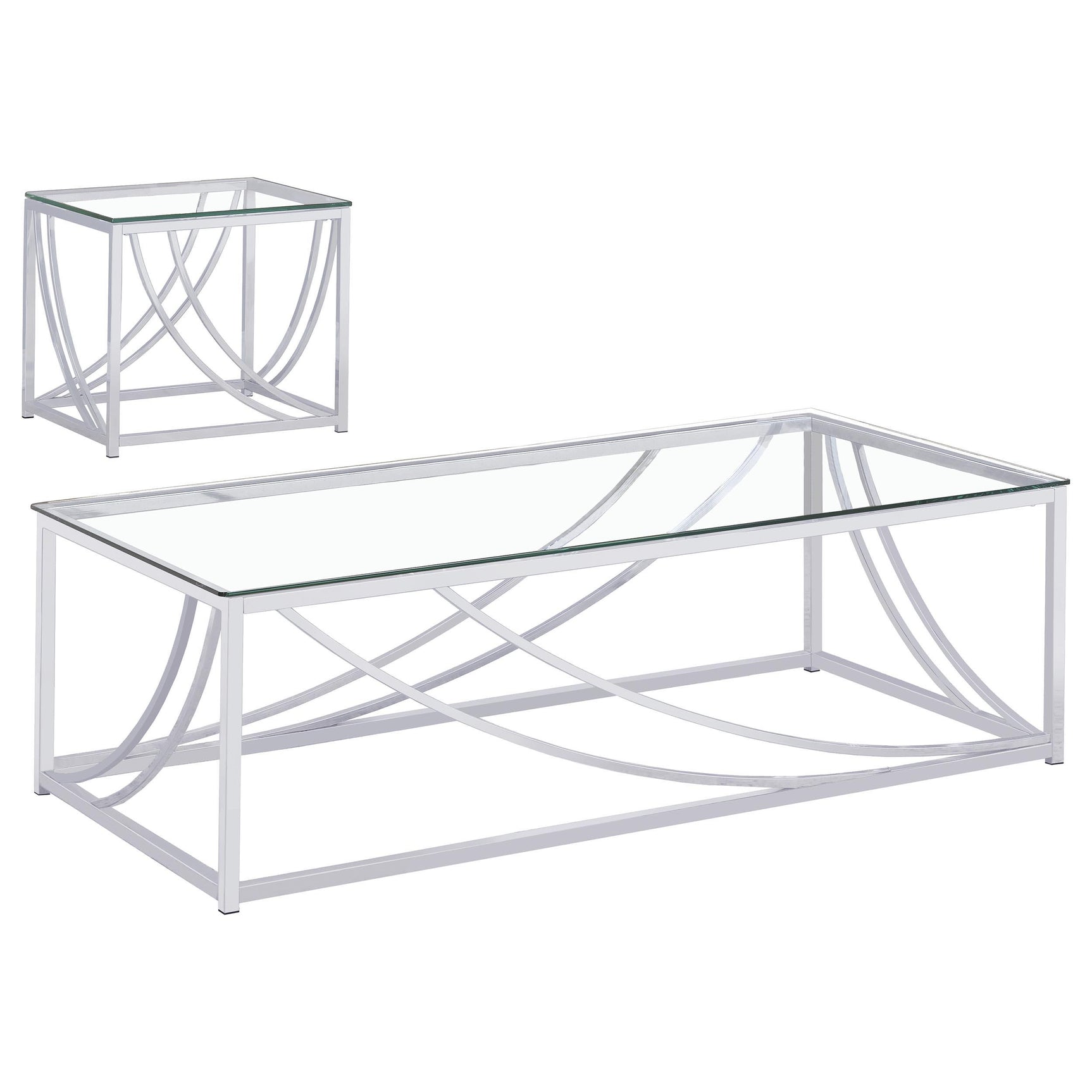 Lille 2-piece Glass Top Coffee And End Table Set Chrome