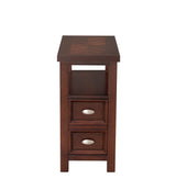 Dempsey Modern Chairside Table, Sturdy Steel Frame With a Rich, Dark Wood-Grain Finish - Ella Furniture