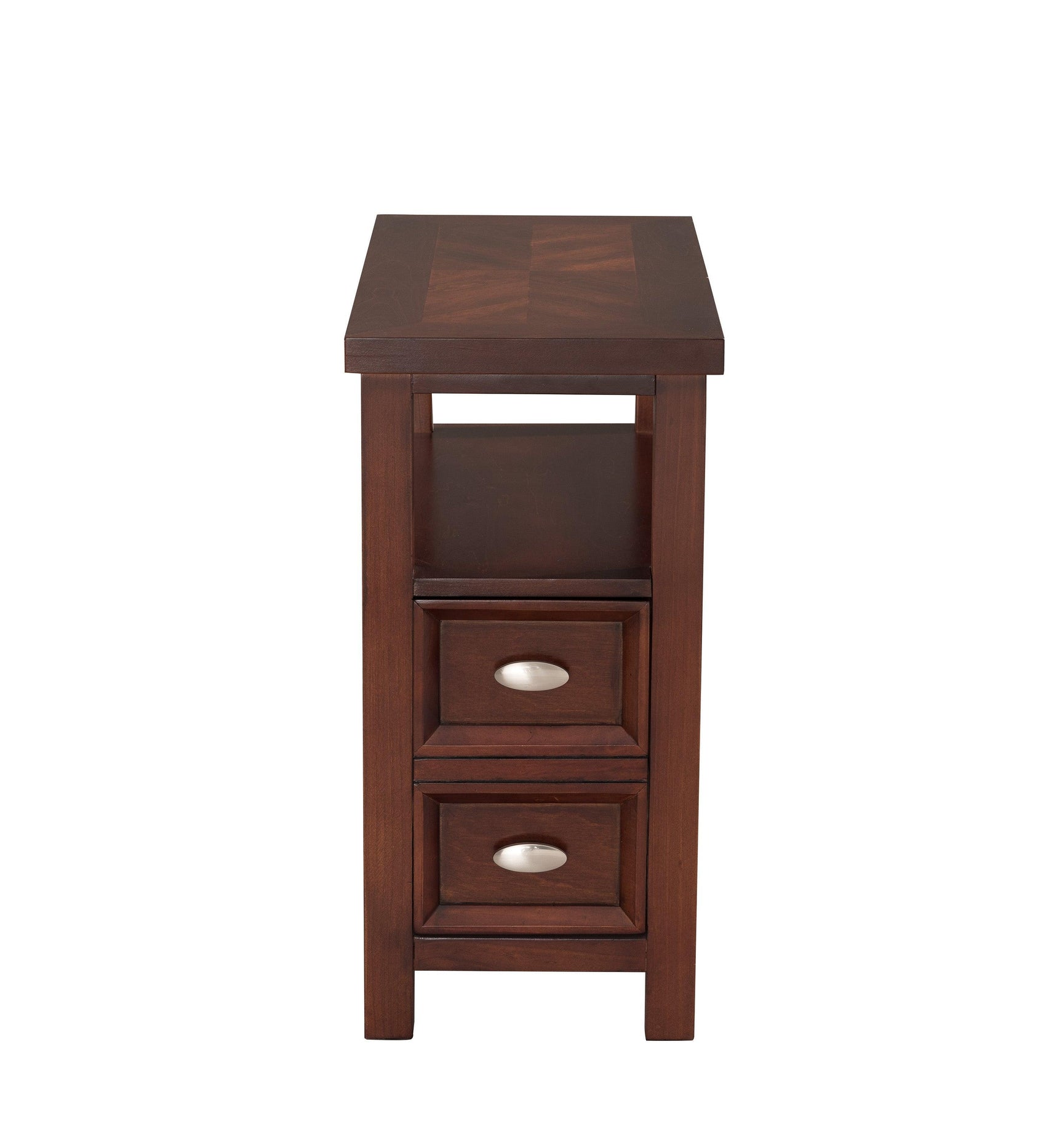 Dempsey Modern Chairside Table, Sturdy Steel Frame With a Rich, Dark Wood-Grain Finish - Ella Furniture