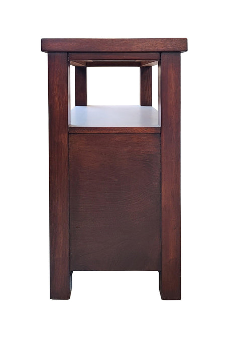 Dempsey Modern Chairside Table, Sturdy Steel Frame With a Rich, Dark Wood-Grain Finish - Ella Furniture