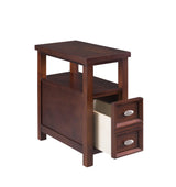 Dempsey Modern Chairside Table, Sturdy Steel Frame With a Rich, Dark Wood-Grain Finish - Ella Furniture
