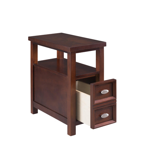 Dempsey Modern Chairside Table, Sturdy Steel Frame With a Rich, Dark Wood-Grain Finish - Ella Furniture