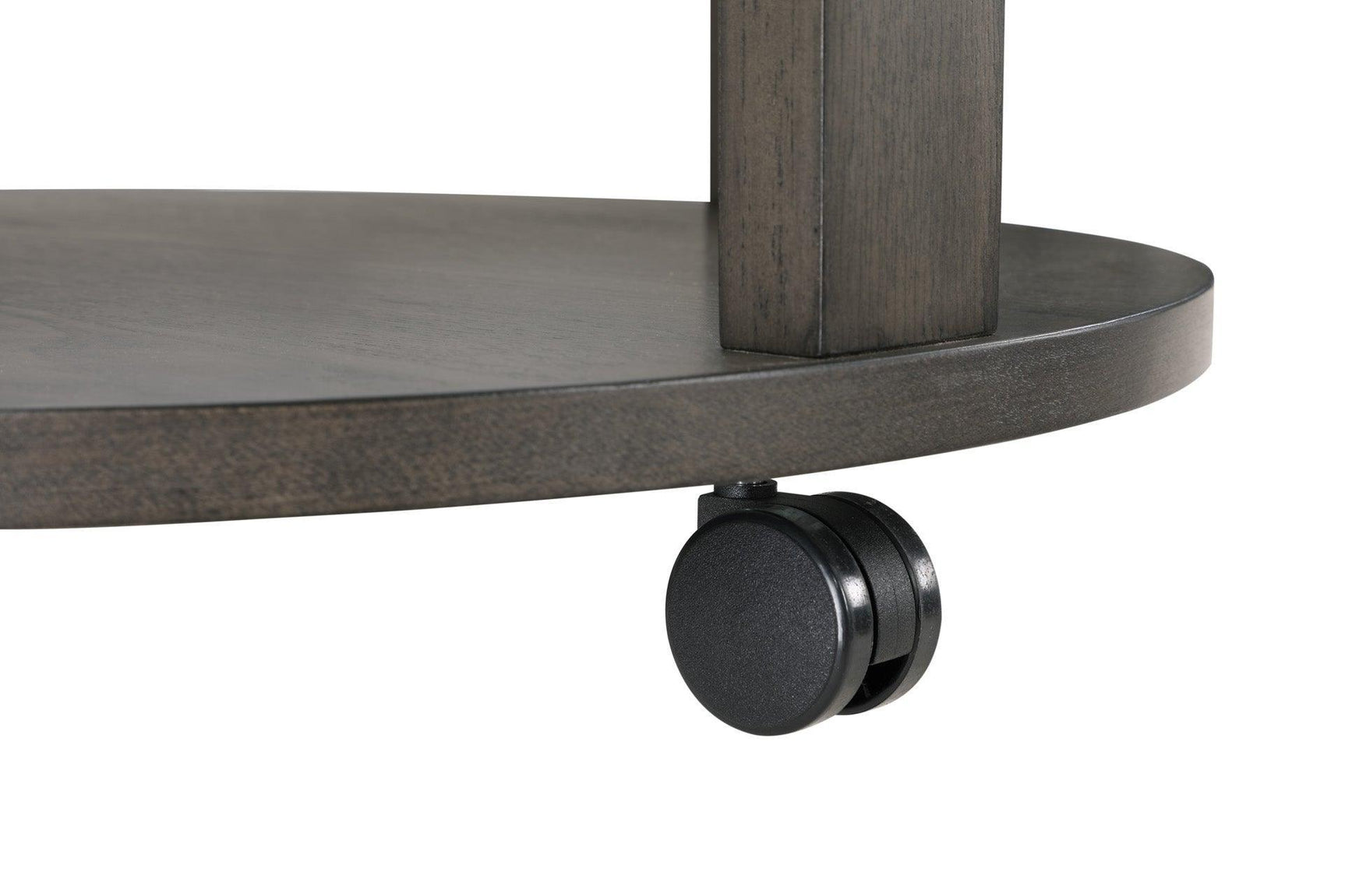 Drew Dark Brown Chairside Table with Casters, Wood - Ella Furniture