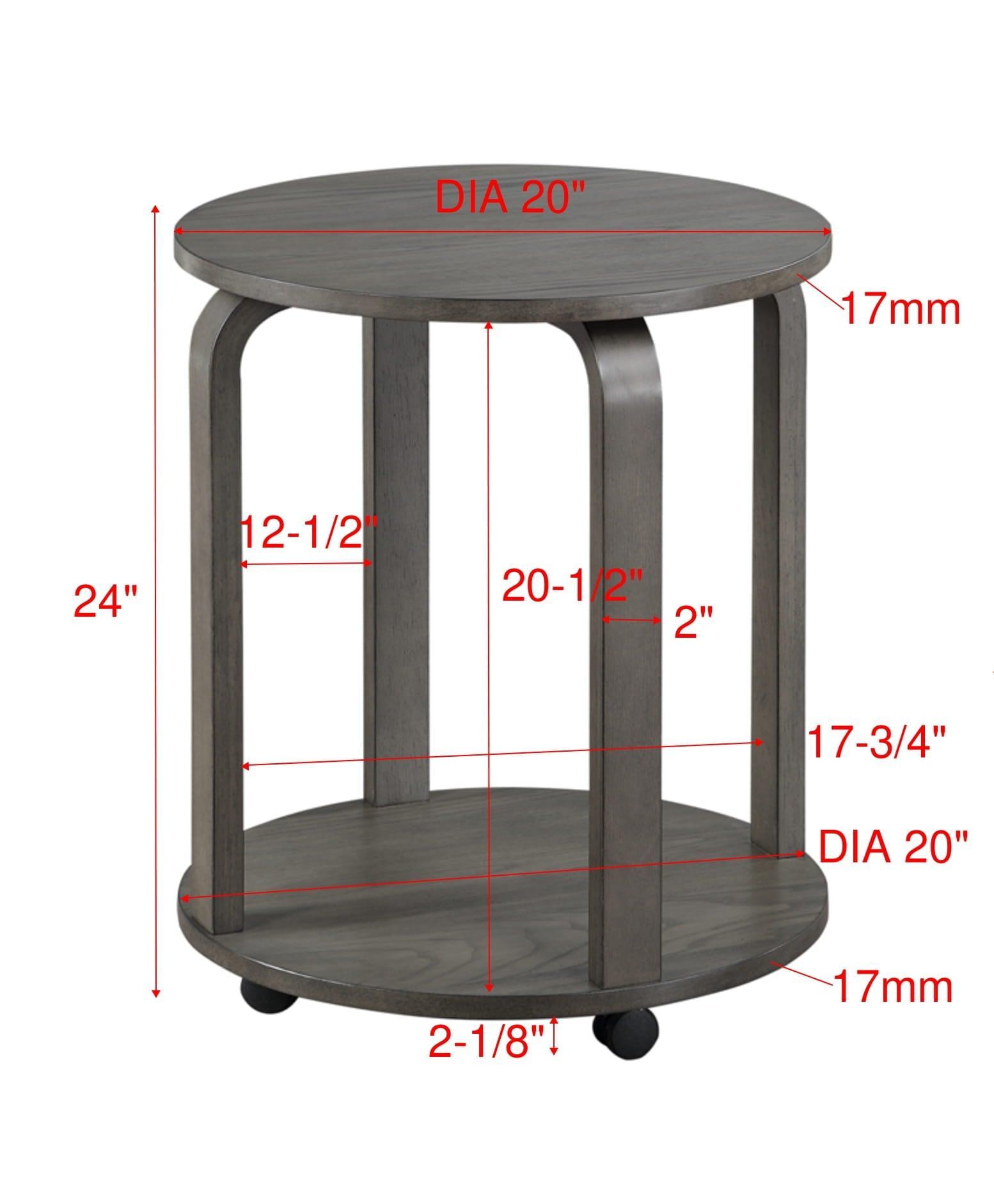 Drew Dark Brown Chairside Table with Casters, Wood - Ella Furniture