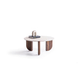 Olena Walnut-Travertine 3-Piece Coffee Table Set