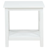 Skyview Square Pine Wood Side End Table with Shelf White
