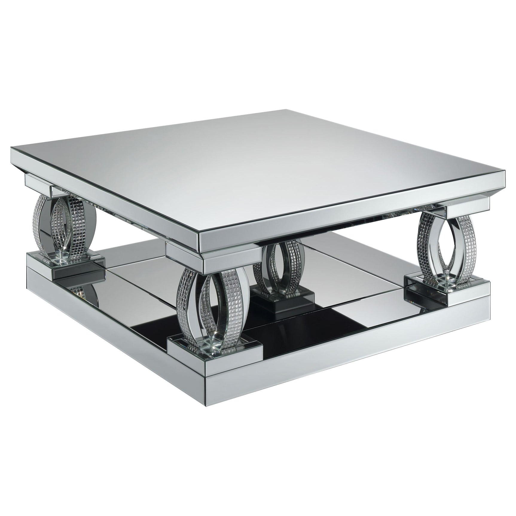 Amalia 2-piece Mirrored Coffee and End Table Set Silver