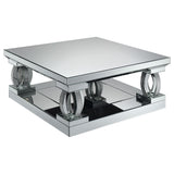 Amalia 3-piece Mirrored Coffee and End Table Set Silver