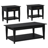 Lindenton 3-piece Wood Lift-Top Coffee and End Table Set Black