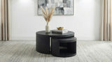 Sweeney 2-piece Round Wood Occasional Nesting Table Set Black
