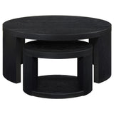 Sweeney 2-piece Round Wood Occasional Nesting Table Set Black