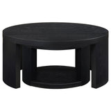 Sweeney 2-piece Round Wood Occasional Nesting Table Set Black
