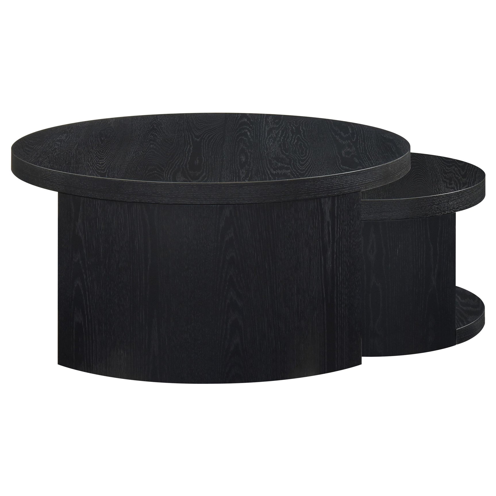 Sweeney 2-piece Round Wood Occasional Nesting Table Set Black