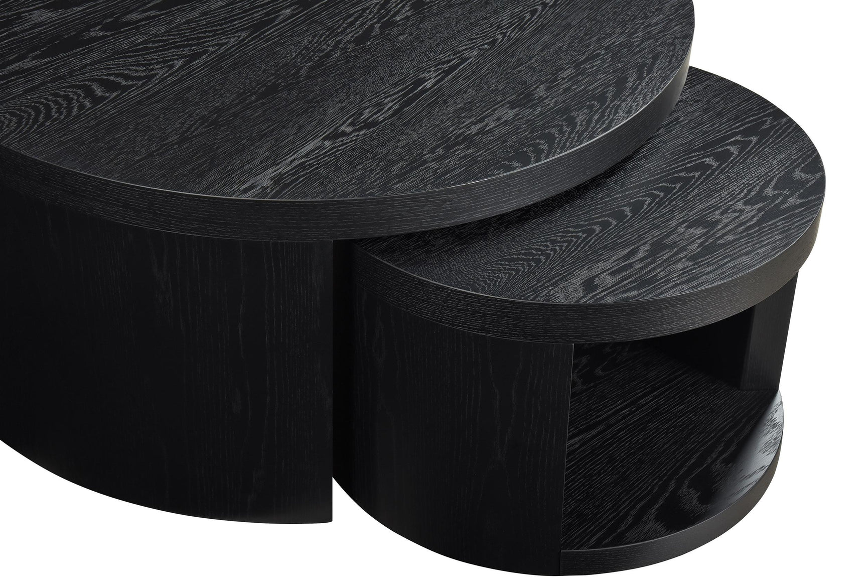 Sweeney 2-piece Round Wood Occasional Nesting Table Set Black