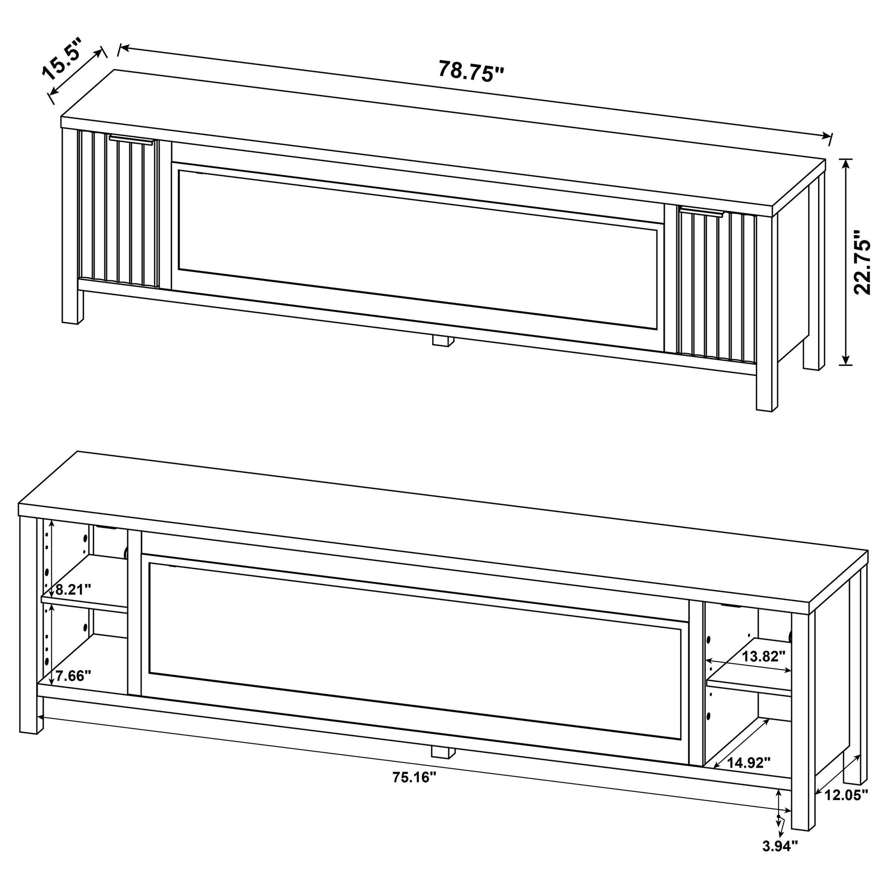 Carey 79-inch TV Stand Fireplace Media Console Dark Pine