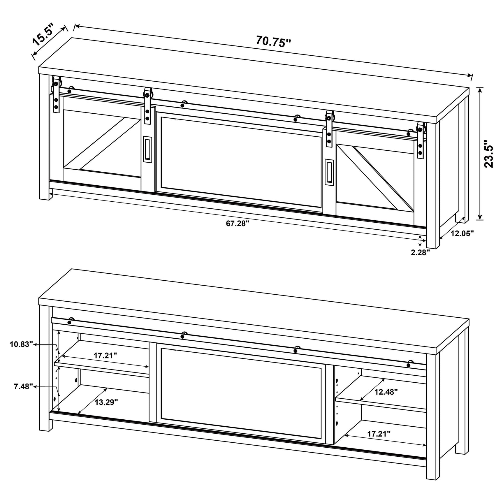 Enfield 71-inch TV Stand Fireplace Media Console Dark Pine