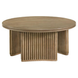 Adina 2-piece Round Coffee Table Set Distressed Light Brown