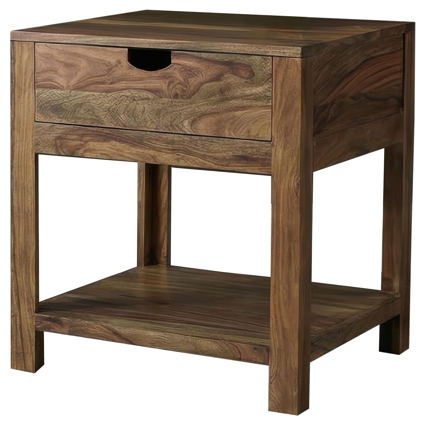 Esther 1-drawer Solid Wood Side End Table Natural Sheesham
