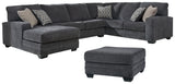 Tracling Slate 3-Piece Sectional with Ottoman
