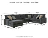 Tracling Slate 3-Piece Sectional with Ottoman