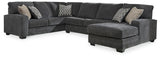 Tracling Slate 3-Piece Sectional with Ottoman